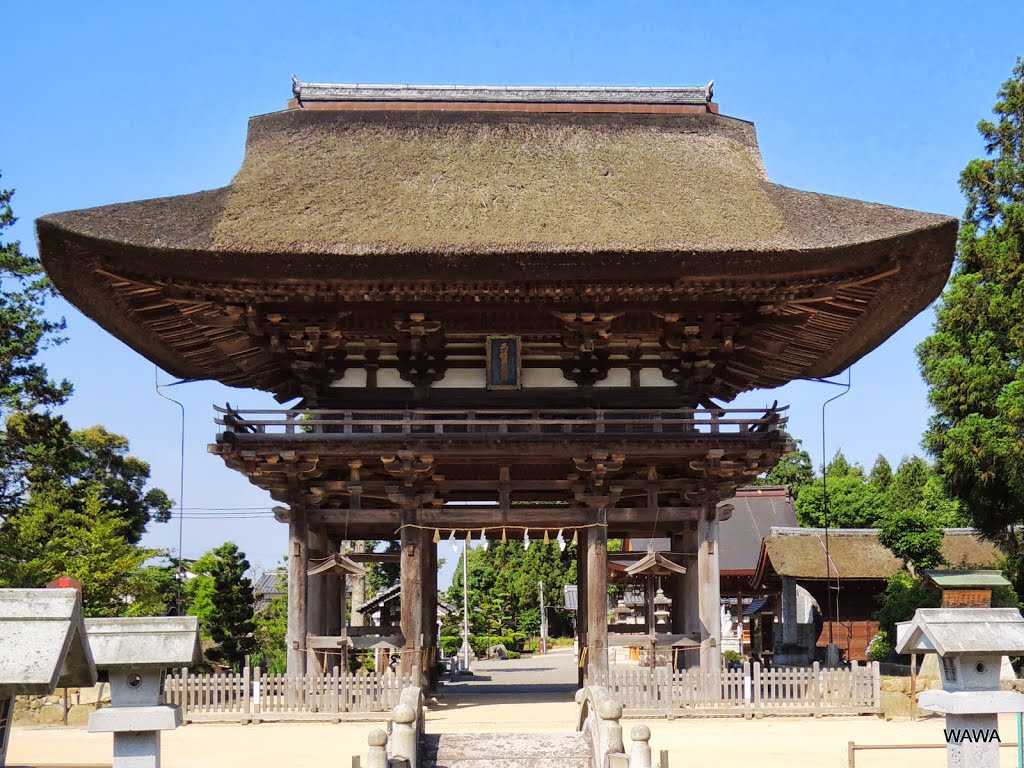 苗村神社の楼門（15世紀頃の作　三間社一戸楼門入母屋造） by mandegan