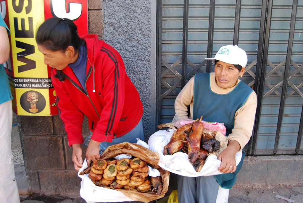 Street Vendor, Cusco: rost guineapig anyone? by Jim Nieland