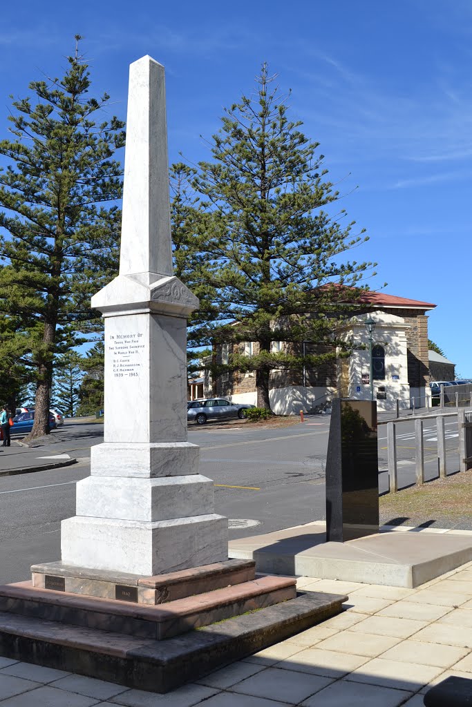 Soldiers' memorial obelisk, rear aspect by Phaedrus Fleurieu