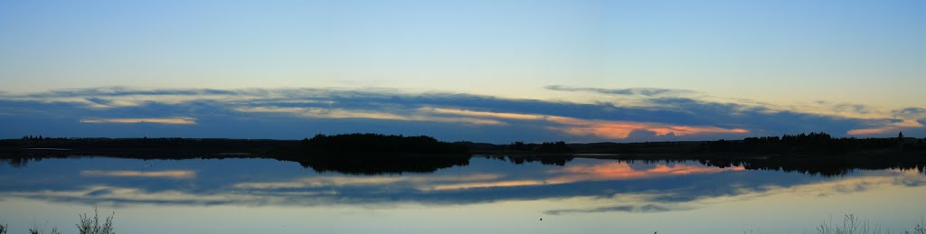 Haunted Lake Sunset Panorama by Amandyg