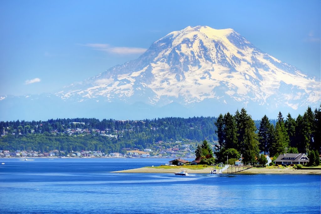 Mt. Rainer, view from Fox Island Bridge, WA by Lin@Bates