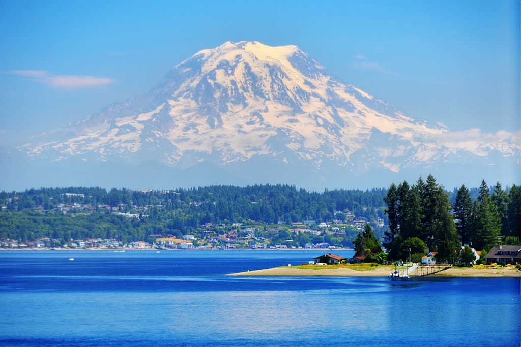 Mt. Rainer, view from Fox Island Bridge, WA by Lin@Bates