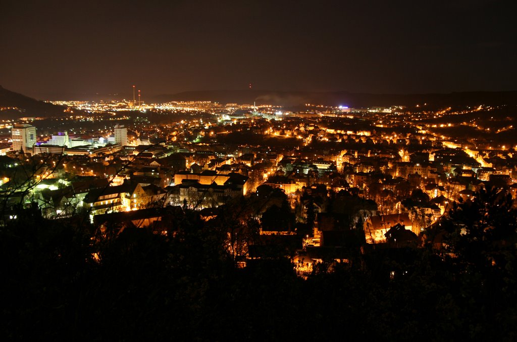 Jena bei Nacht, Blick vom Landgrafen by Big-BT