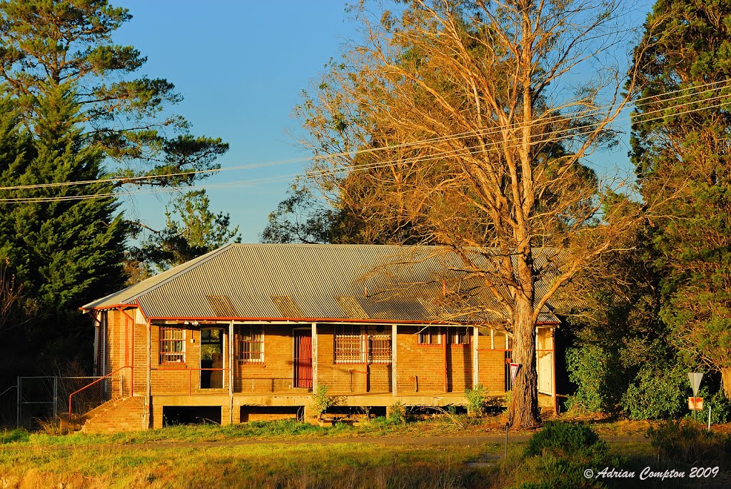 Old railway building at sunset, Moss Vale. May 2009. by Adrian Compton