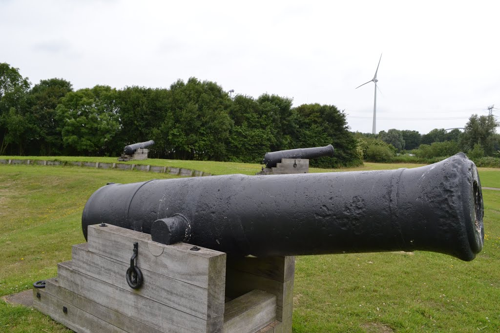 Old cannons on the former military ramparts, Oostvoorne, Holland by John Rotterdam