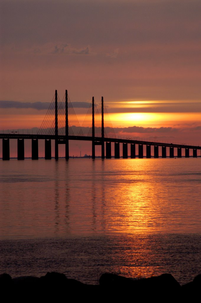 Sunset, Oresund Bridge by H. C. Steensen