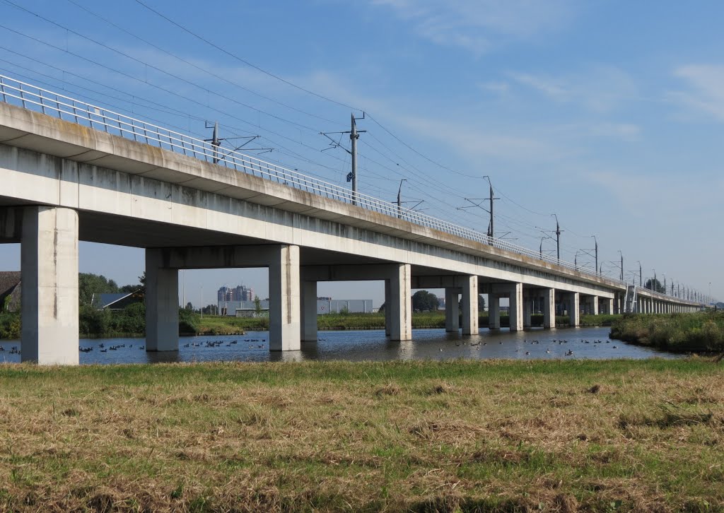 HSL-viaduct over plas in industrieterrein by Piet Guijt