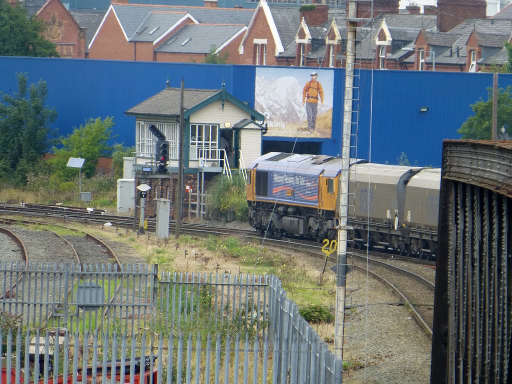 Goods Train At Stop Signal. by Peter Hodge