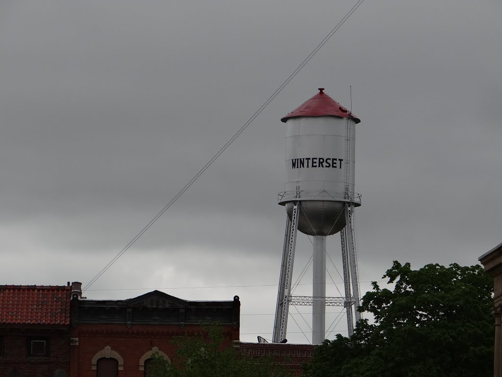 Water Tower in Winterset, IA by Gino Vivi