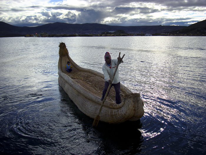 Boatman from Uros by Mike Rogero