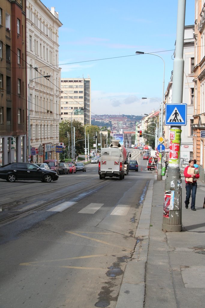 Looking along Seifertova towards central Prague by Mark Evans