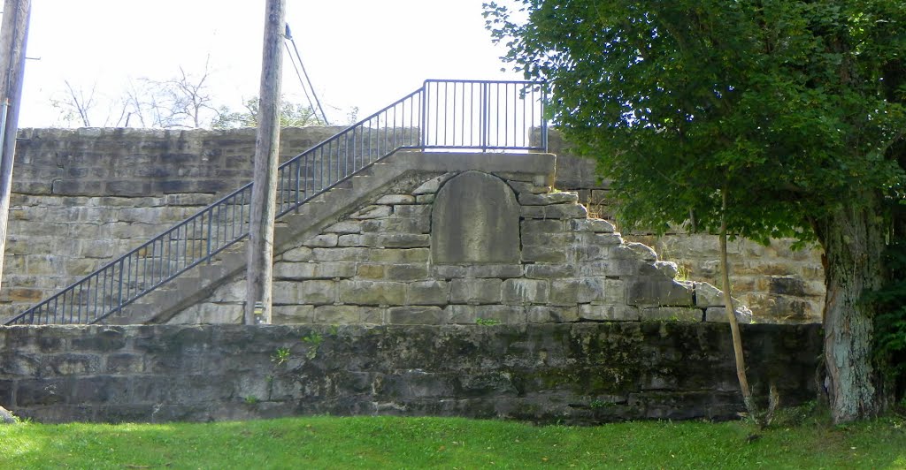 WPA retaining wall, Spruce St, Thomas WV, built 1938 by Midnight Rider