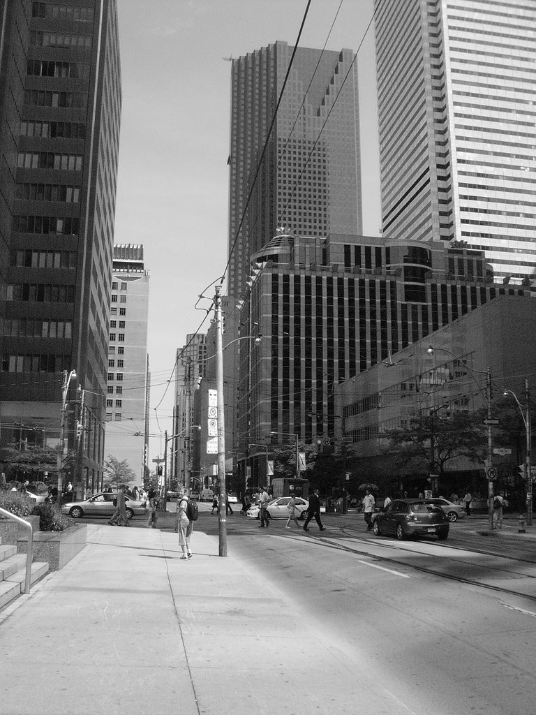 Toronto - adelaide street west - richmond adelaide centre (left) and scotia plaza, first canadian place & toronto stock exchange (right) by Maarten Groenbroek