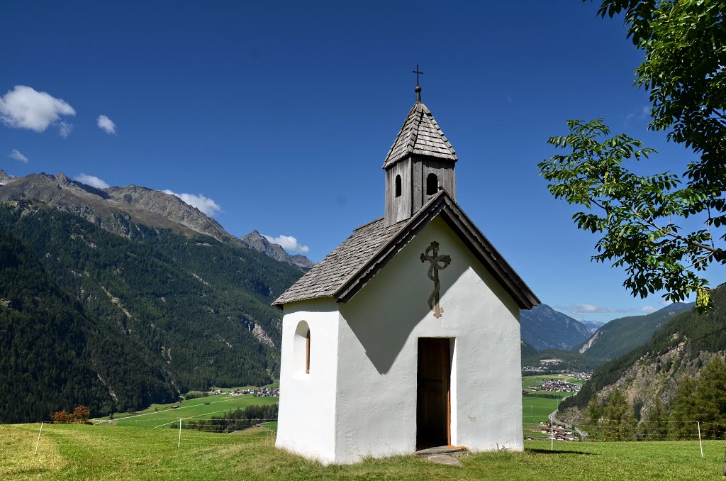 The lovely situated chapel of the hamlet Brand above Laengenfeld at the Otztal by Henq