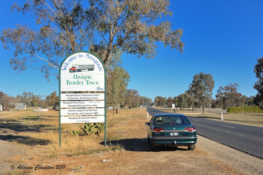 Mungindi - from the Queensland side, June 2011. by Adrian Compton