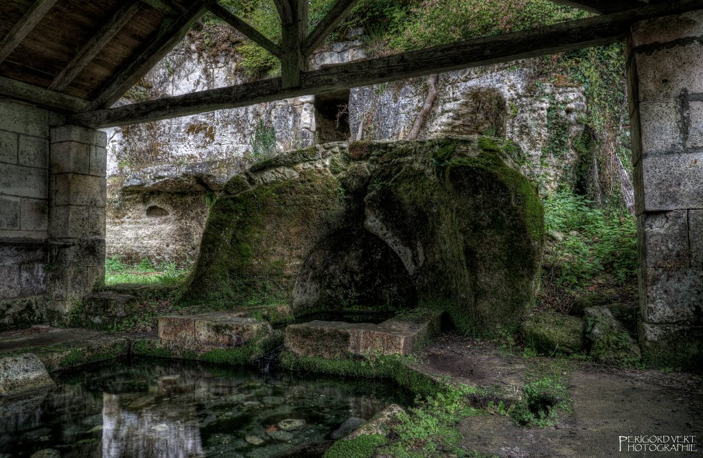 Natural spring is filling the pool in the lavoir - Sep 2013 by Mike Stuckey