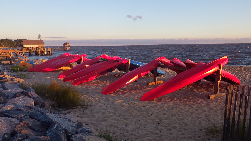 Kayaks, Early Morning Sun by Dan R. Mills