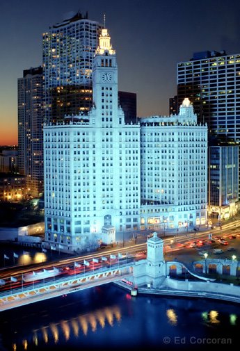 Wrigley Building At Night by PhotoJay.com