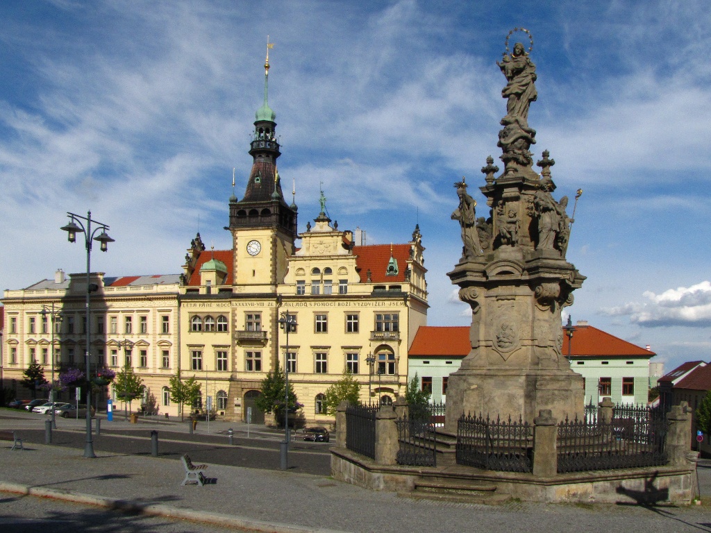 City hall with Marian´s column in the square in Kladno by petapokorny