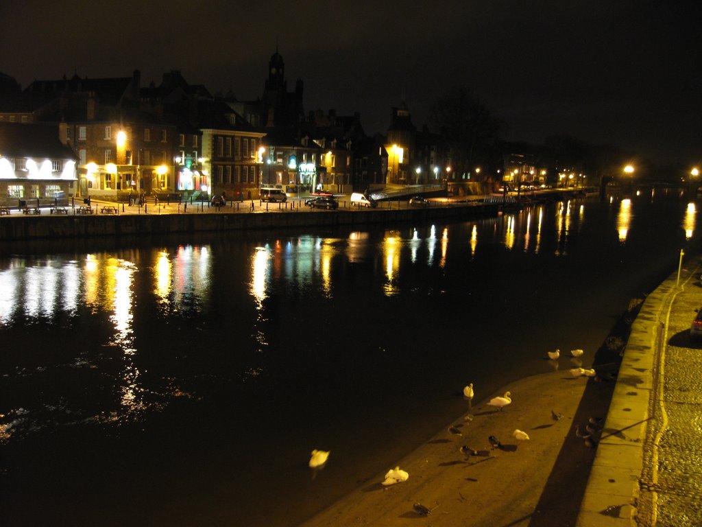 River Ouse at Night from Ouse Bridge by JohnHW