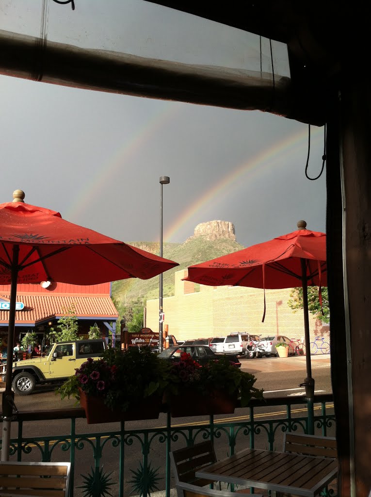 Double Rainbow from Table Mountain Inn patio by Blake of the Bluffs