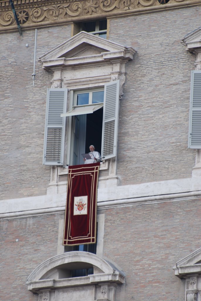 The Pope at his apartment window giving his Sunday message by Richard Jensen