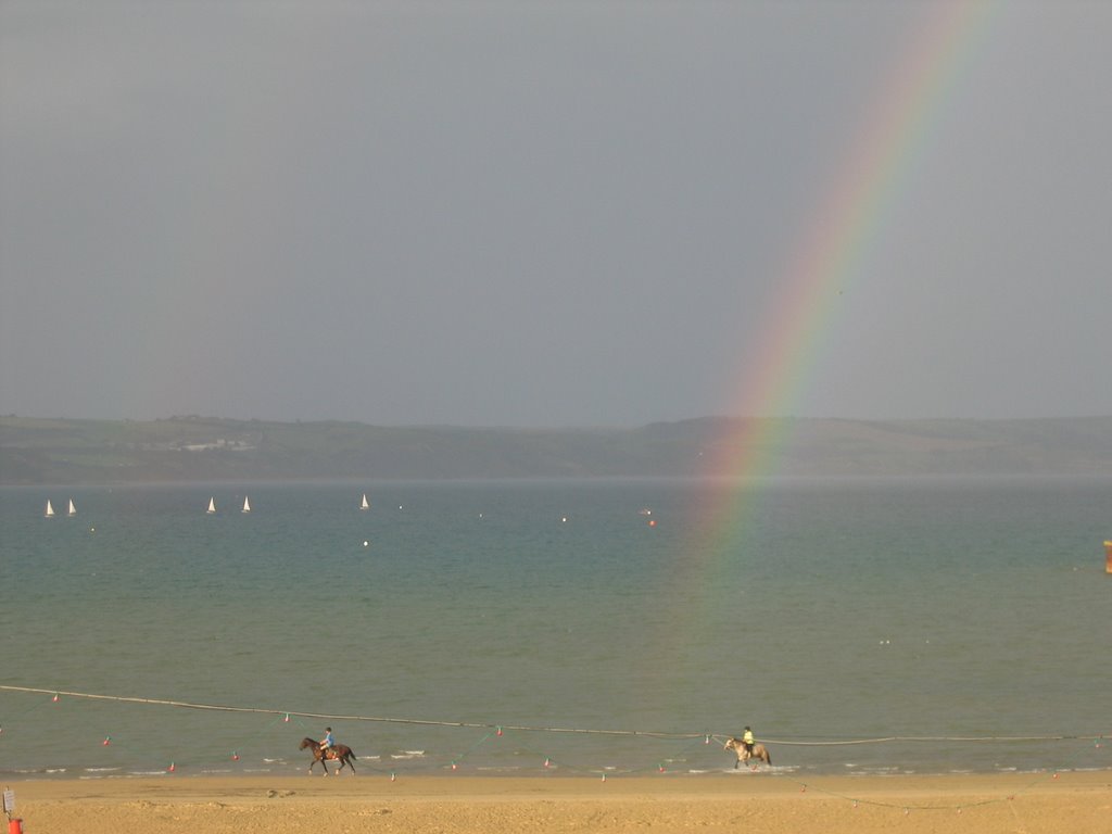 Rainbow over Weymouth Beach by star turn