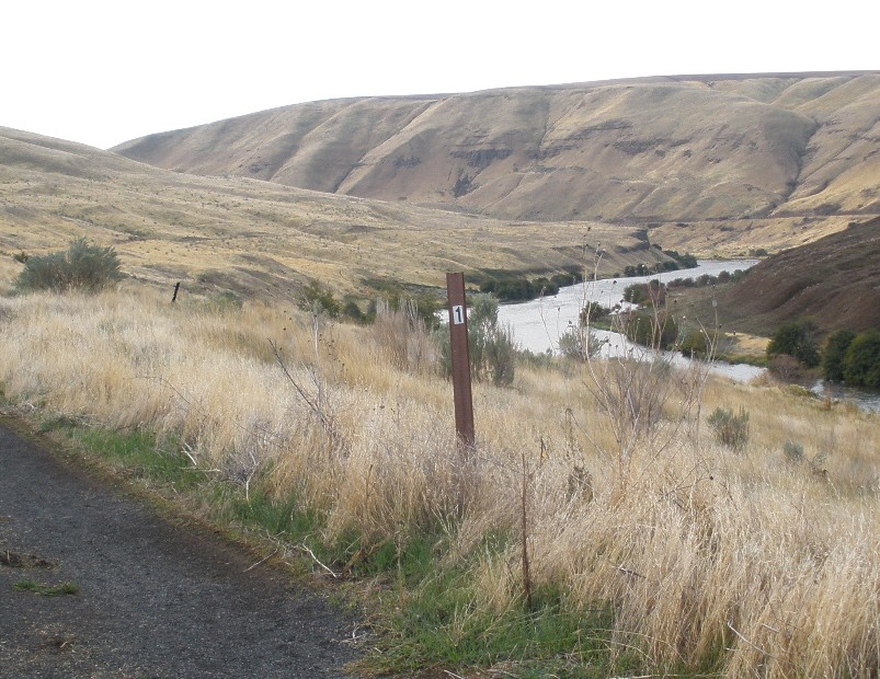 Mile Post 1, East Bank Trail (Old RR Grade) by Skamania County History