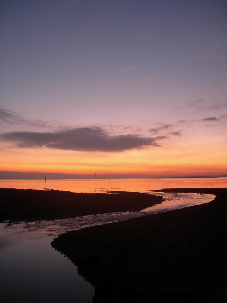 Sunset at Lepe - Low Tide by Adrian Farwell