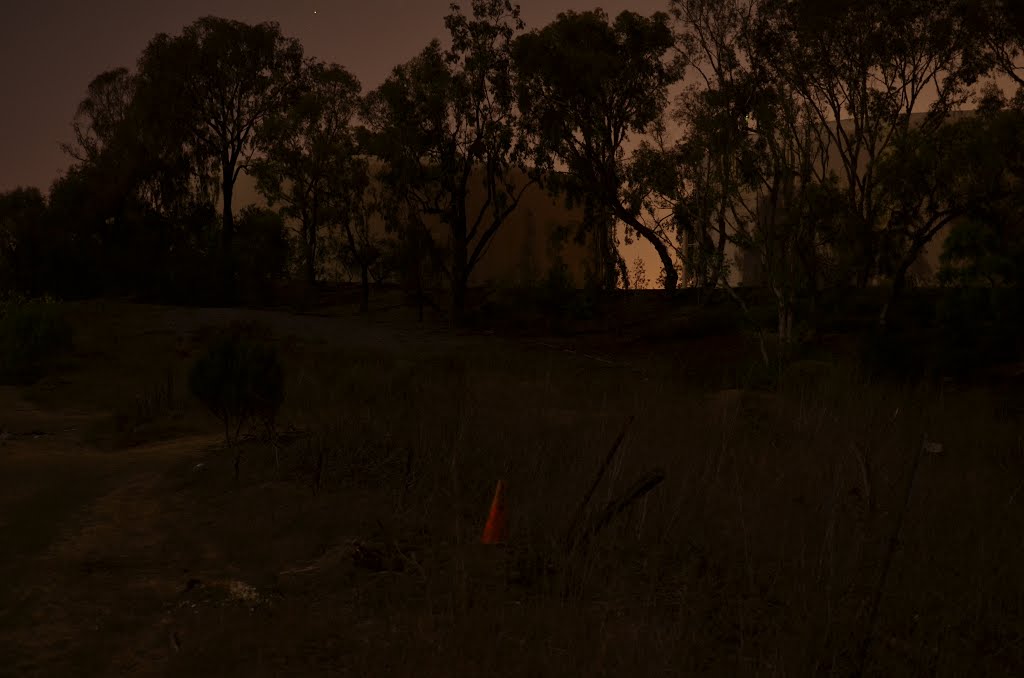 Moonlit Water tanks by A. Dunning