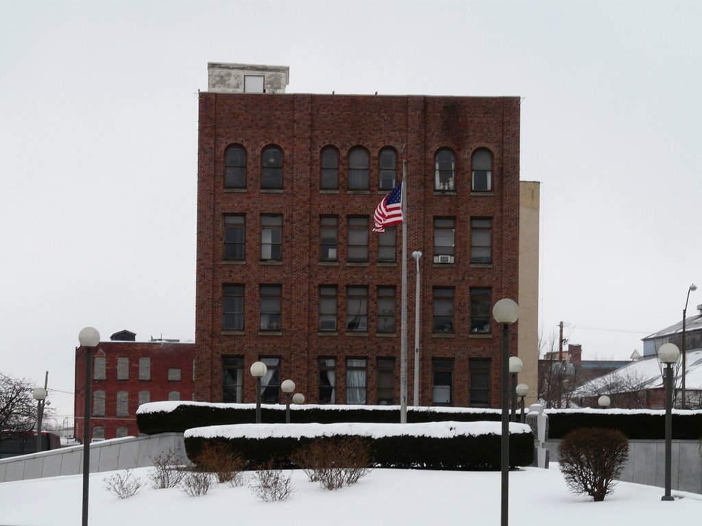 (copyrighted)  87 Chenango St (now gone) building & Kennedy Park by Geraldine Clark