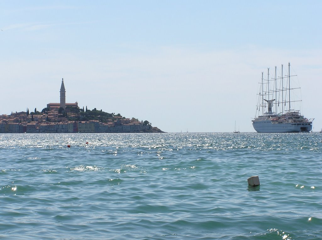 Rovinj and a ship by Alexander Karandasov