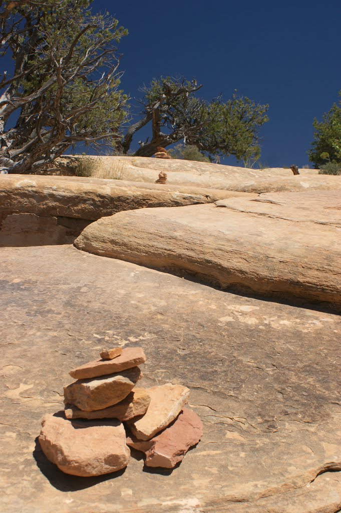 Cairns on Slickrock Trail by tobarone