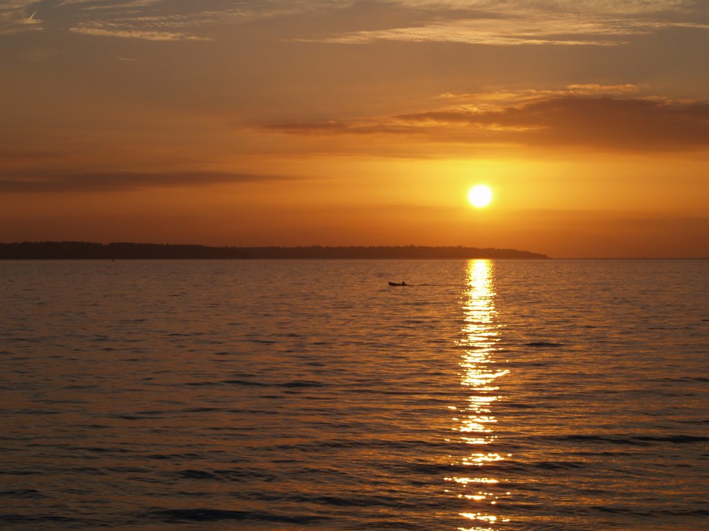 Sunset over the Isle of Wight from Lee on the Solent by Anthony Chmarny