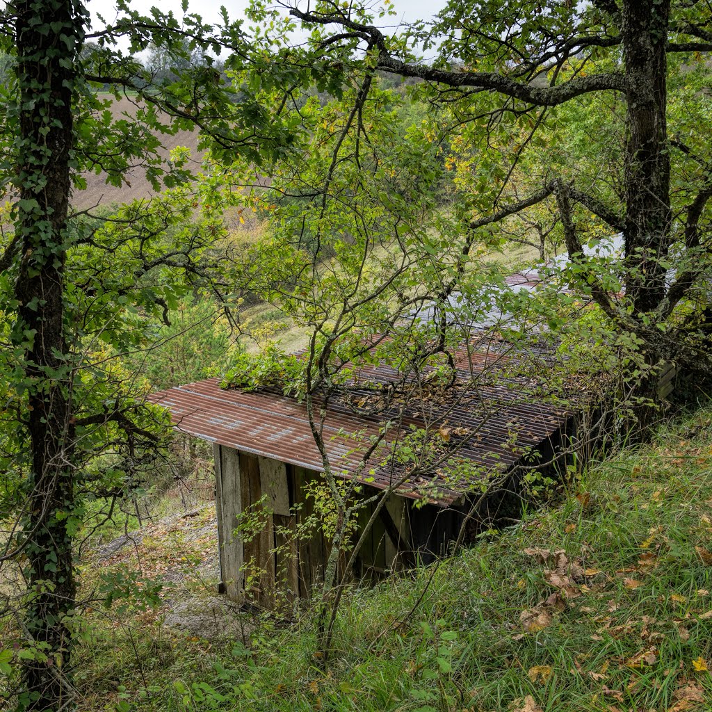 Corrugated shed near Bouteilles-Saint-Sébastien - Oct 2013 by Mike Stuckey