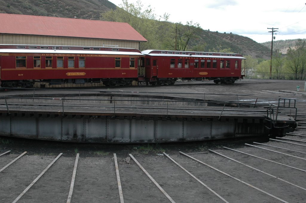 Durango, CO - Durango RR Museum - Turnatable with Coach Cars in background by spronco