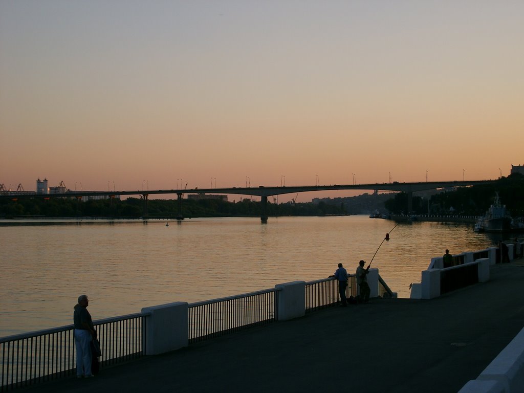 Viev to Woroshilowski bridge, Don-river, evening. by STALINETS