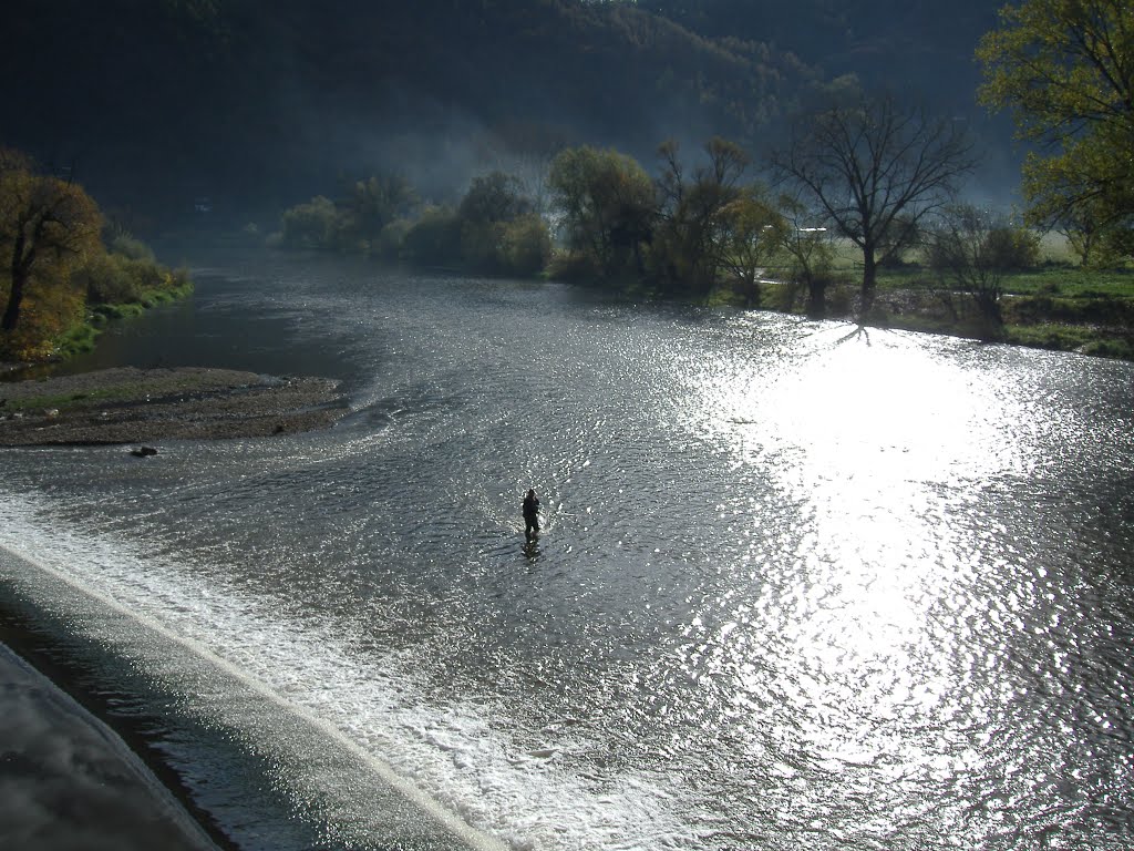 Berounka, weir under the railway bridge by antony61