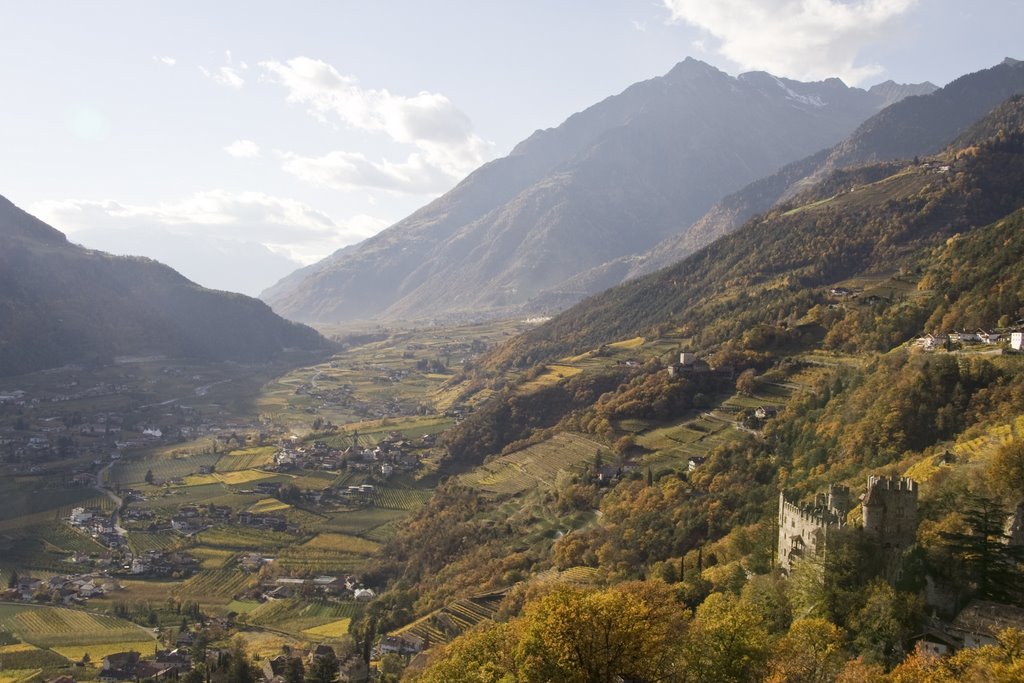 Blick vom Schloss Tirol Richtung Vinschgau by SutterE