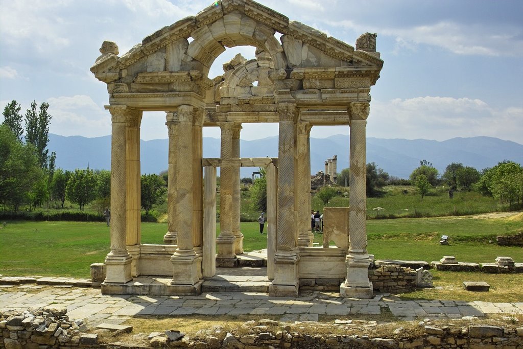 Aphrodisias, west view of Tetrapylon by Andreas Czieborowski