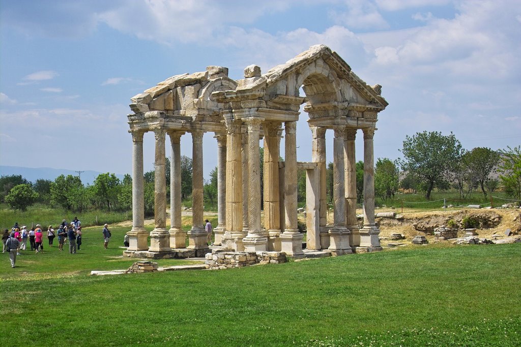 Aphrodisias, NW view of Tetrapylon by Andreas Czieborowski