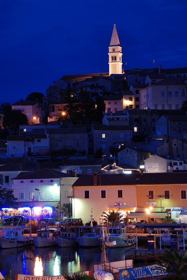 Croatia, Istria, Vrsar, a night view to the harbour by eugene.orlov