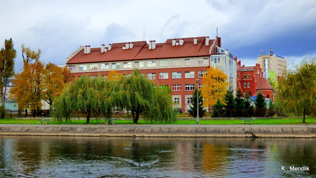 Wojewódzki Szpital Obserwacyjno -Zakaźny im Tadeusza Borowicza. Widok z prawego brzegu rzeki. by Kazimierz .Mendlik