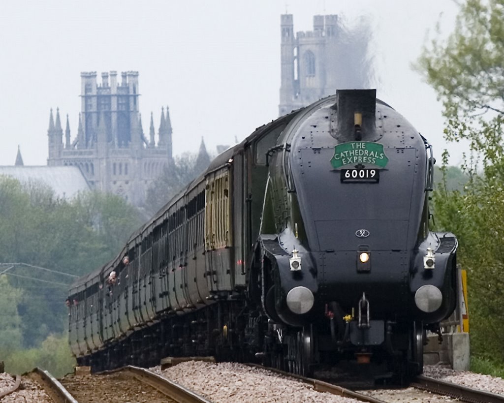 Steam excursion with Ely Cathedral in the background by ste>e