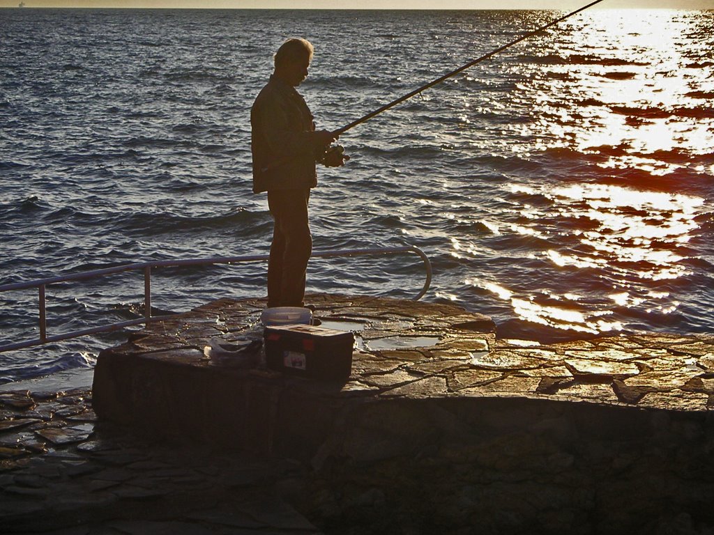 Fisherman in Kusadasi by Leon Peute