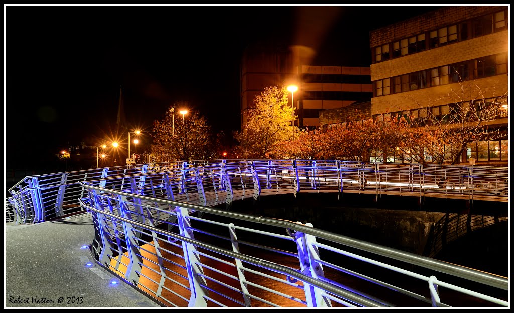 New Footbridge Bridgend at Night 1 by Robert Hatton