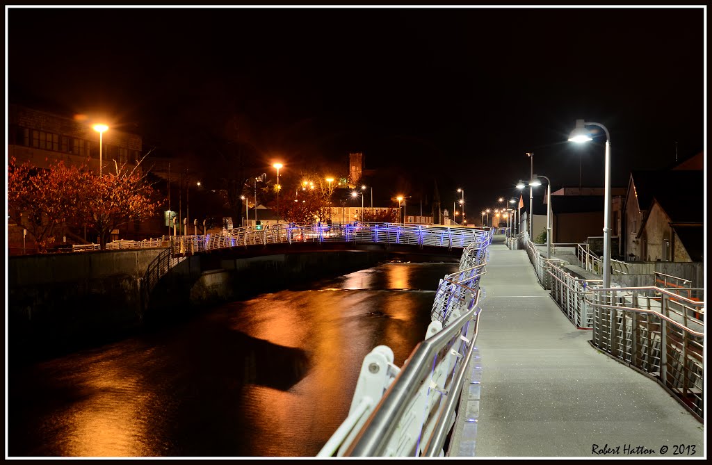 New Footbridge Bridgend at Night 4 by Robert Hatton