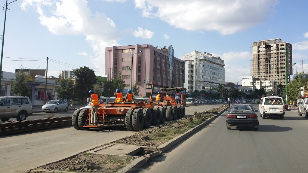 Debre Zeyit Rd - Under Construction for the addition of the new Rail system - Addis Ababa by Pau1