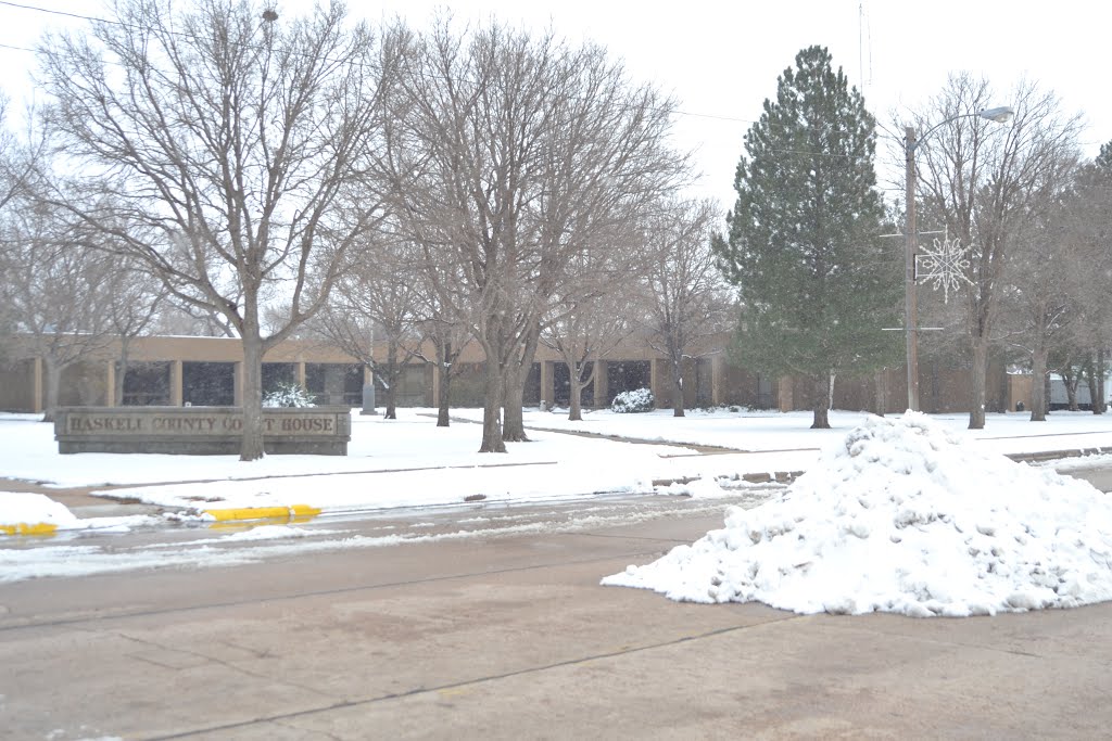 Haskell County Court House in Sublette Kansas with snow on the ground. by JBTHEMILKER