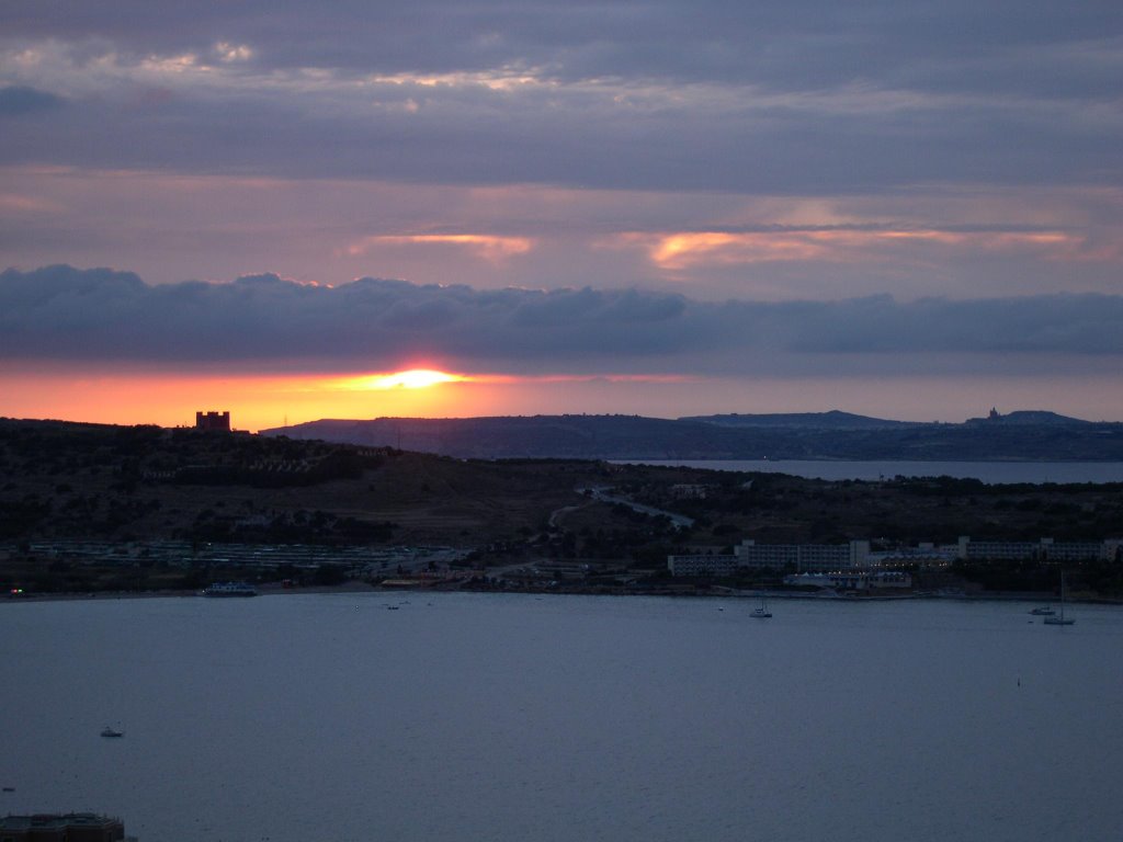 Sunset over mellieha and gozo by ela1108